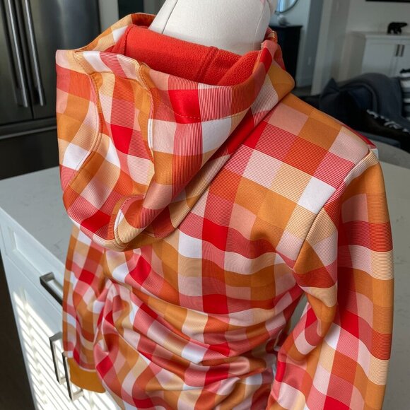Burton Colombo Dry/Ride LS Fleece Lined Zip Up Check Print Hoodie Gold Orange S - Picture 7 of 12